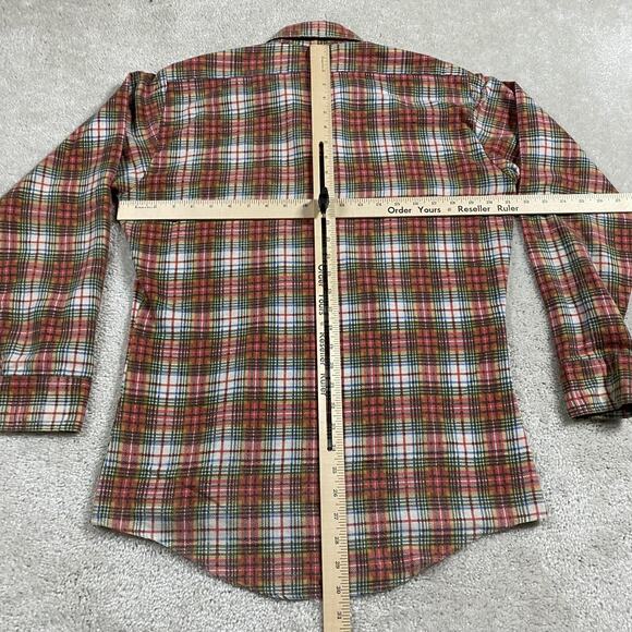 VTG Wrangler Shirt Mens M Plaid Flannel Button Down Made USA 70s Western Cowboy - Picture 4 of 7